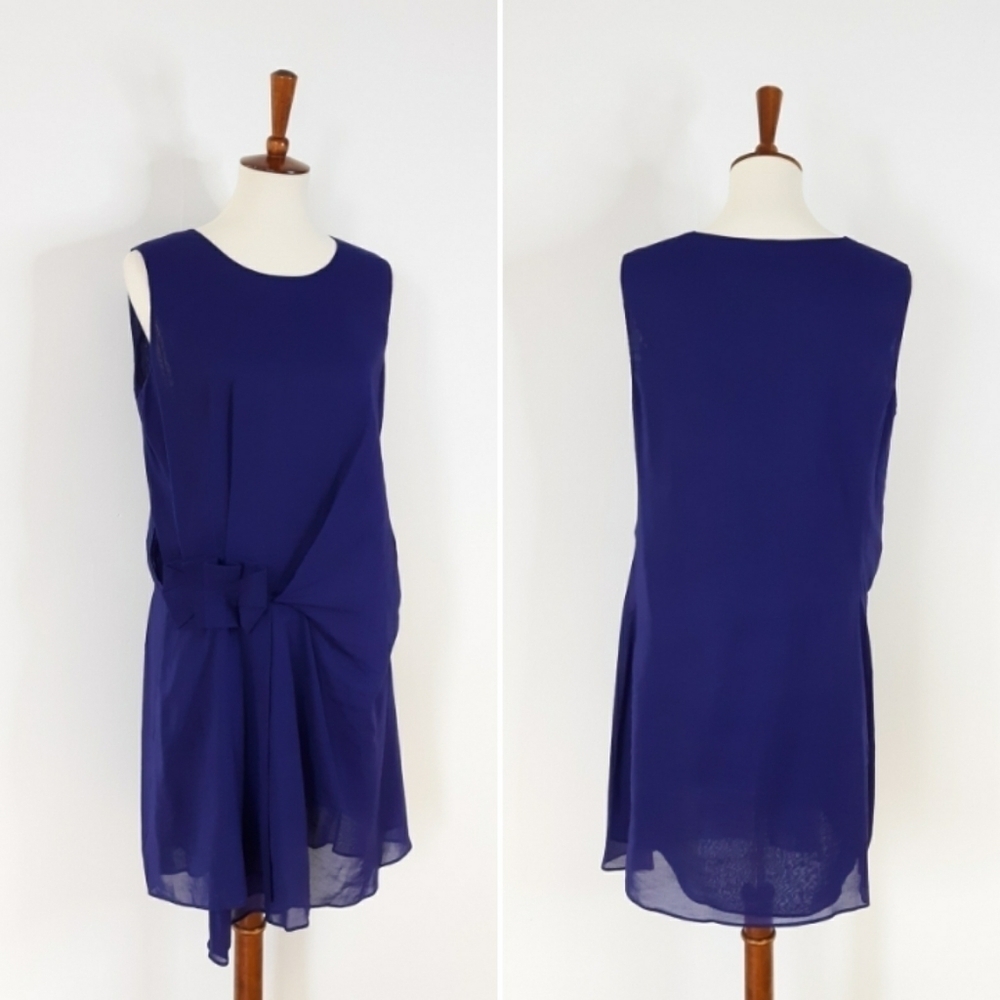 Jil Sander | Pleated Bow Dress in Deep Violet